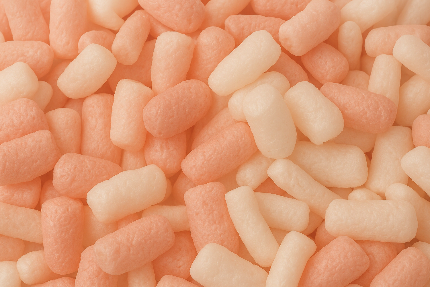 Edited gummy candies with consistent pink tone